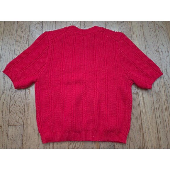 Zara Women's Cropped Knit Red Sweater Short Sleeve Top Large New With Tag - Picture 3 of 5